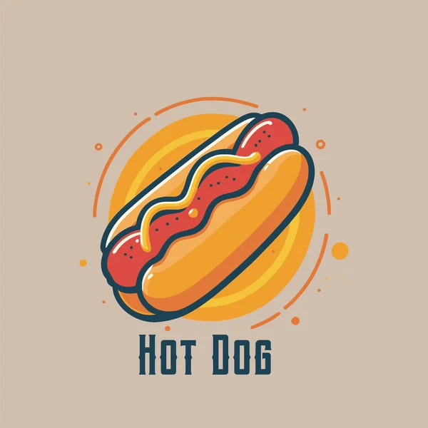 Desain Hotdog Logo Vektor Dalam Gaya Kartun Playful Untuk Merek - Stok Vektor