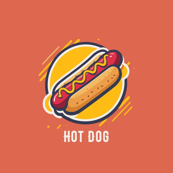 Hotdog Penuh Warna Ilustrasi Vektor Logo Bagi Merek Bisnis Anda - Stok Vektor
