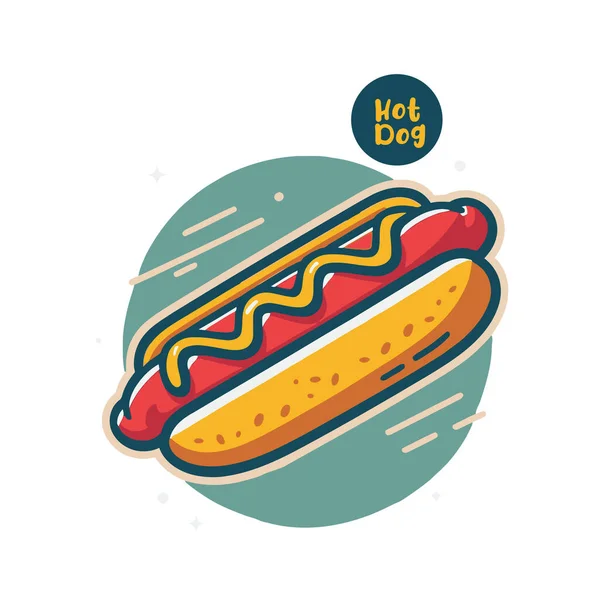 Cartoon Hotdog Logo Your Company Dalam Bahasa Inggris Vector Illustration - Stok Vektor