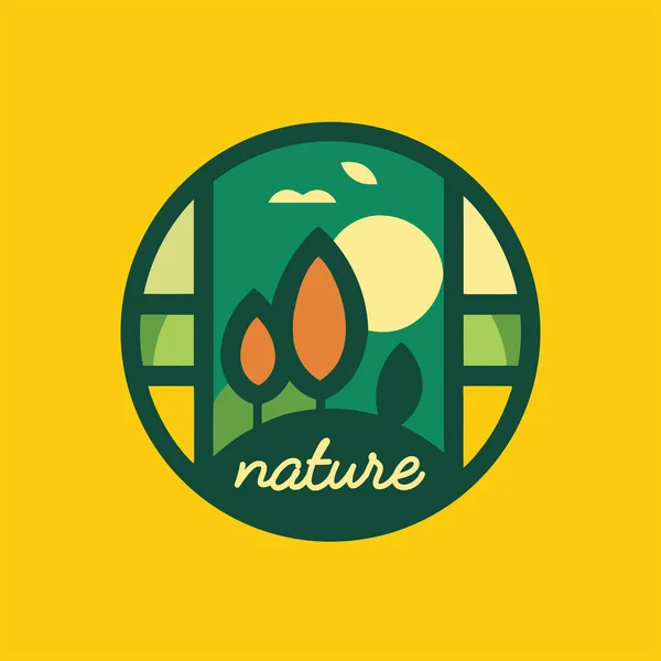 Organic Product Logo Design Farm Logo Design Sun Leaf Green — Stock Vector