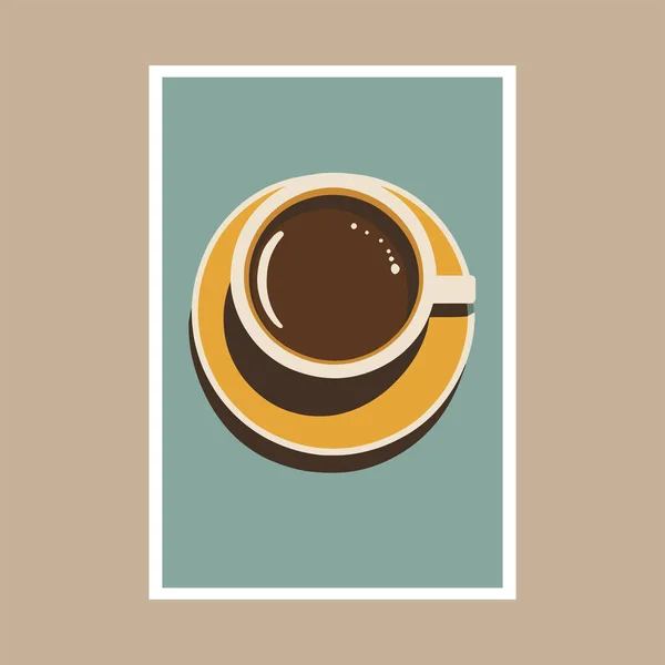 Šálek Kávy Vektorové Ilustrace Plochém Stylu Art Print Poster Design — Stockový vektor