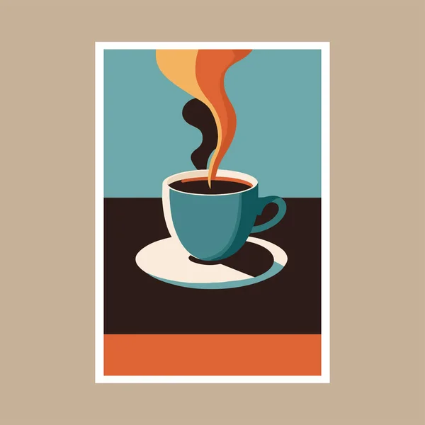Kopp Kaffe Vektor Illustration Platt Stil Affischdesign För Konsttryck Mall — Stock vektor