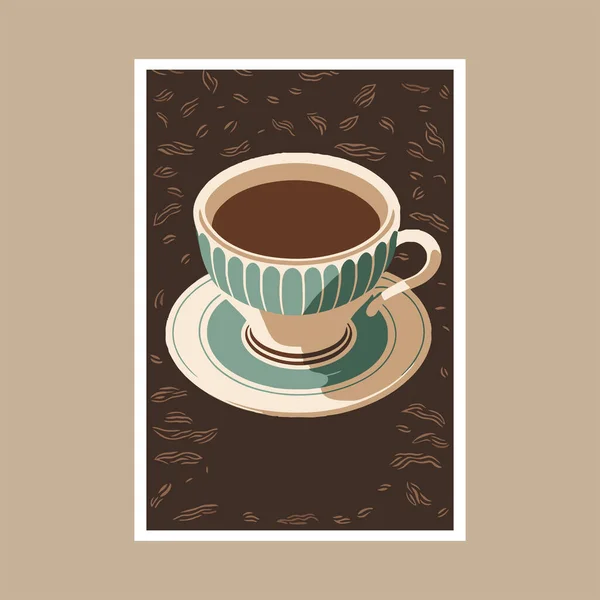 Κύπελλο Της Απεικόνισης Διάνυσμα Καφέ Επίπεδο Στυλ Σχέδιο Αφίσας Art — Διανυσματικό Αρχείο