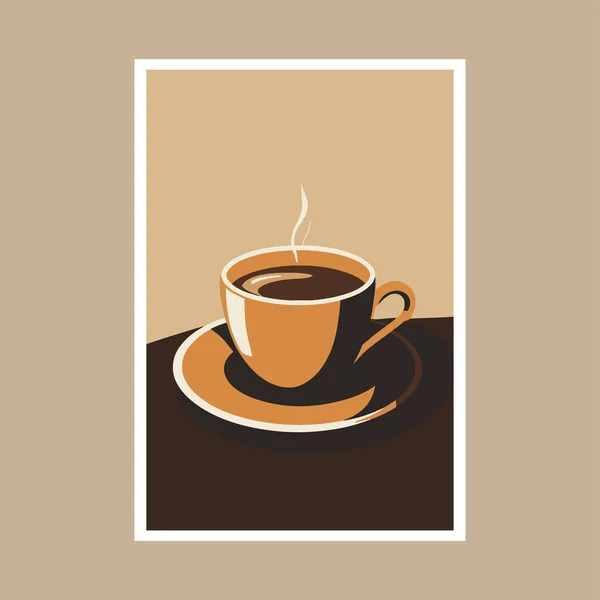 Cup Coffee Vector Illustration Flat Style Art Print Poster Design — Stock Vector