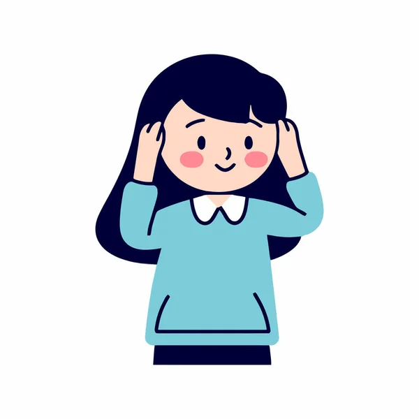 Menina Cobrindo Ouvidos Com Mãos Ilustração Vetorial Estilo Cartoon Estilo —  Vetores de Stock