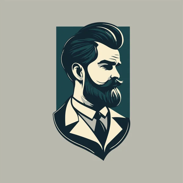 Hipster Avec Barbe Moustache Illustration Vectorielle Dans Style Rétro Modèle — Image vectorielle