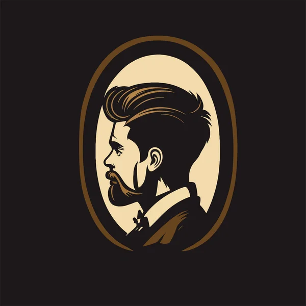 Hipster Avec Barbe Moustache Illustration Vectorielle Sur Fond Noir Modèle — Image vectorielle