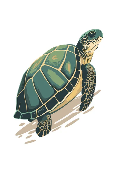 Turtle Isolated White Background Vector Illustration Flat Vector Cartoon Style — Stock Vector