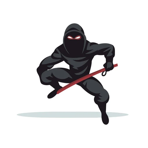 Ninja Vektor Illustration Isoliert Auf Weißem Hintergrund Zeichentrick Ninja Vektorillustration — Stockvektor