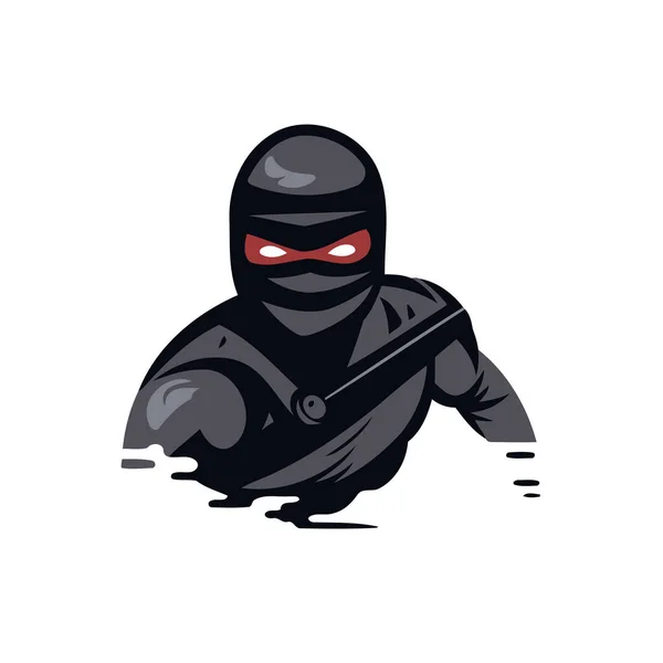 Ilustração Vetorial Ninja Desenhos Animados Com Uma Espada Mão Modelo —  Vetores de Stock