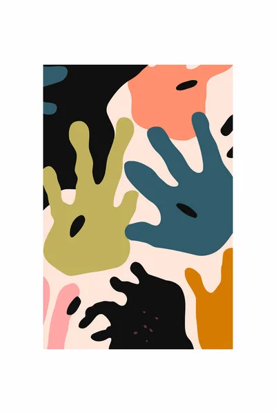 Abstrakt Håndtegnet Fotomontasje Med Flekker Prikker Vektorillustrasjon Veggkunstmønster Matisse Stil – stockvektor