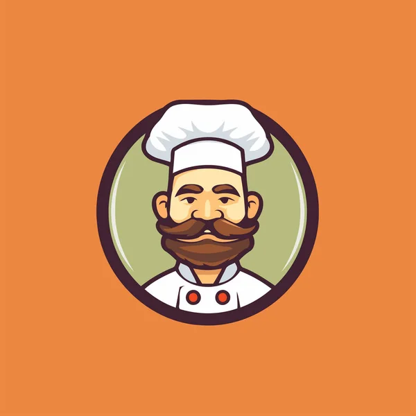 厨师标志模板 有胡子的厨师的矢量图解 标志设计模板 — 图库矢量图片