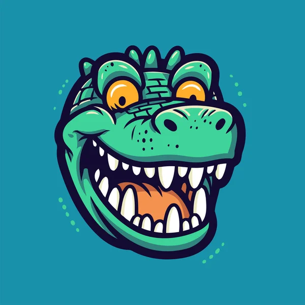 Забавная Голова Крокодила Векторная Иллюстрация Дизайн Футболки Плаката Печати Логотип — стоковый вектор