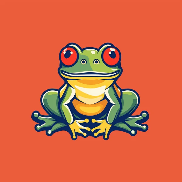 カエルのロゴデザインテンプレート カエルのアイコンのベクトルイラスト ロゴデザインテンプレート — ストックベクタ