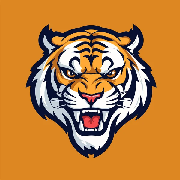 タイガーヘッドマスコットのロゴデザインベクトル スポーツチームのマスコットテンプレート ロゴデザインテンプレート — ストックベクタ