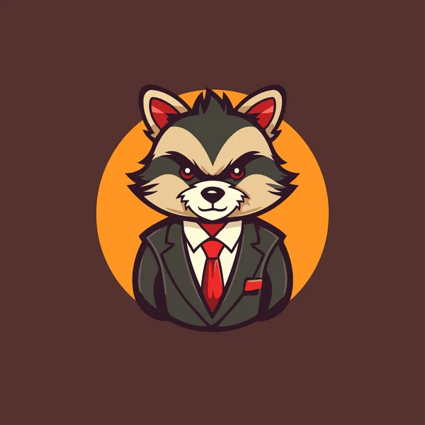 穿西装打领带的浣熊 矢量插图为您的设计 卡通吉祥物 — 图库矢量图片