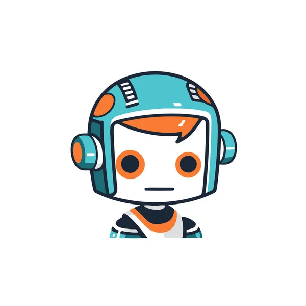Roztomilý Robot Sluchátky Vektorová Ilustrace Plochém Kresleném Stylu Maskot Kresleného — Stockový vektor