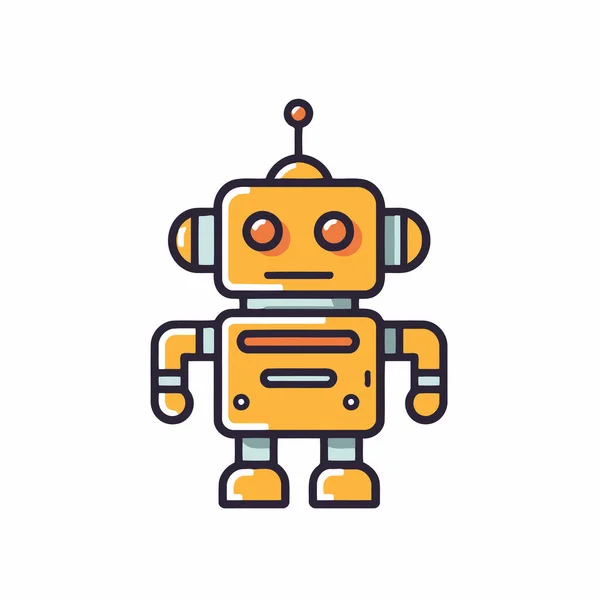 可爱的机器人平面彩色矢量图标白色背景 人工智能概念 卡通吉祥物 — 图库矢量图片