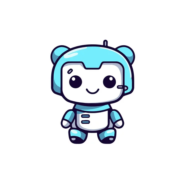 Personagem Robô Bonito Ilustração Vetorial Isolado Fundo Branco Mascote Desenhos — Vetor de Stock