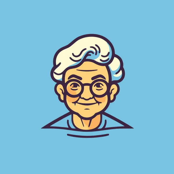 stock vector Elderly man with glasses. Vector illustration in cartoon style. Logo Design Template