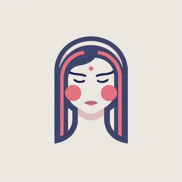 Женское Лицо Закрытыми Глазами Концепция Выражения Лица Векторная Иллюстрация Логотип — стоковый вектор