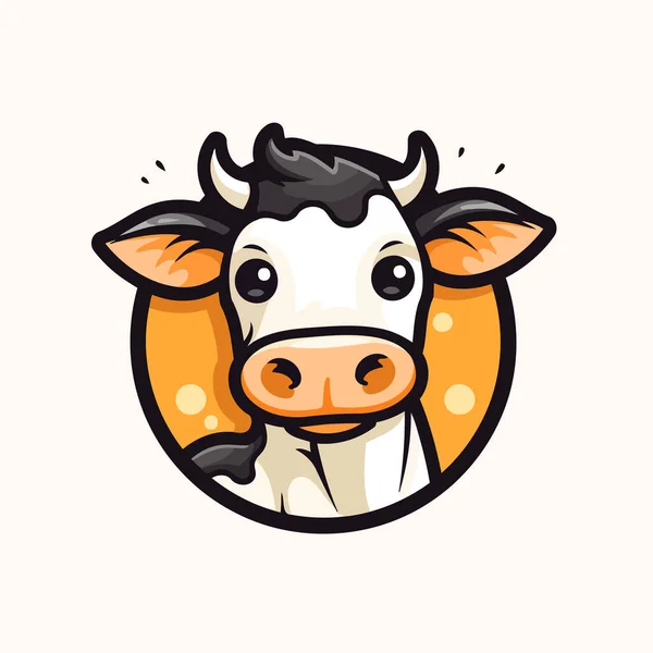 Bonita Vaca Dos Desenhos Animados Com Fundo Bolinhas Ilustração Vetorial — Vetor de Stock