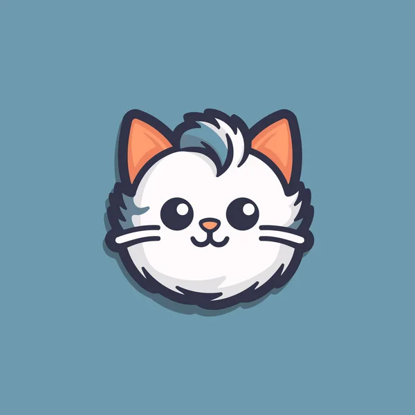 Linda Cara Gato Icono Cara Animal Kawaii Ilustración Vectorial Icono — Vector de stock