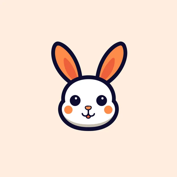Cute Bunny Icon Vector Illustration Flat Design Style Modern Logotype — Stock Vector