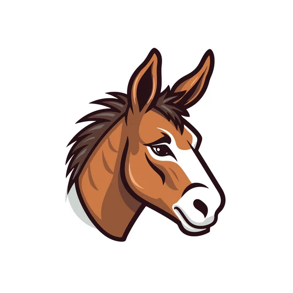 白い背景に隔離された馬のロバの頭部 漫画スタイルのベクトルイラスト ロバのロゴマソット — ストックベクタ