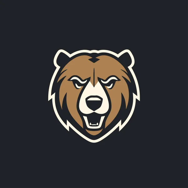 Bear Head Logo Template Vector Icon Illustration Design Isolated Black — Stock Vector