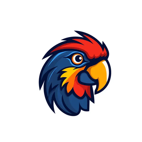 Papuga Głowa Maskotka Logo Projekt Wektor Szablon Ilustracja Logo Ptasiej — Wektor stockowy
