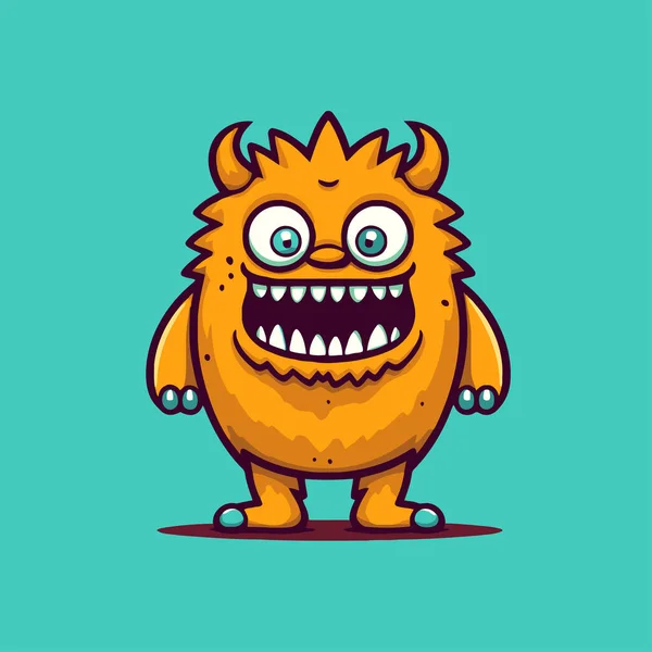 Zabawny Kreskówkowy Potwór Wektorowa Ilustracja Potwora Postać Halloween Słodki Obcy — Wektor stockowy