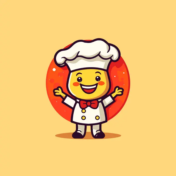 Cute Cartoon Chef Postać Maskotka Projekt Wektor Ilustracja Grafika Wektorowa — Wektor stockowy
