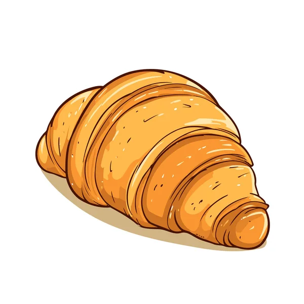 Icono Croissant Ilustración Vectorial Cruasán Ilustración Vectorial Dibujada Mano — Vector de stock