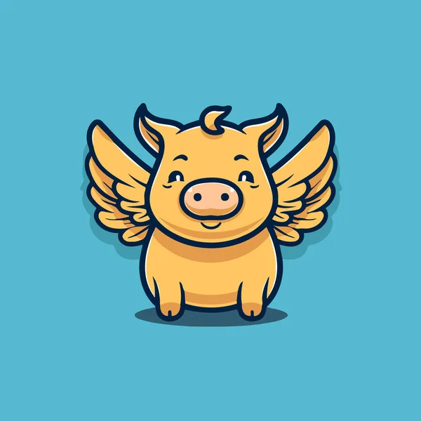 Nettes Cartoon Schwein Mit Flügeln Vektor Illustration Für Ihr Design — Stockvektor