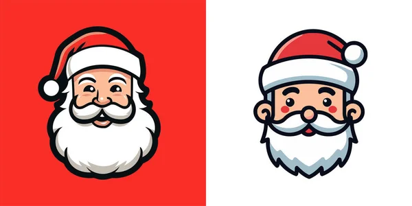 Смішний Санта Клаус Обличчя Мультфільм Талісман Дизайн Персонажа Векторні Ілюстрації Стоковий вектор