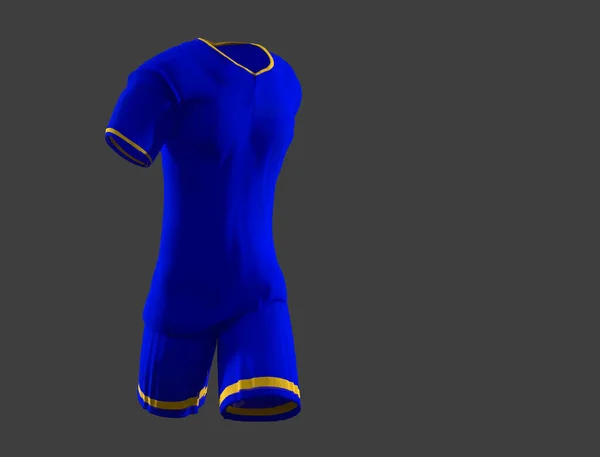 Ilustrace Pohyblivé Modré Sportovní Pánské Soupravy Tričkem Šortkami Izolované Šedém — Stock fotografie