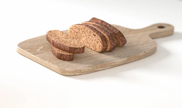 Illustration Slices Wheat Bread Cutting Board Isolated White Background Close — Fotografia de Stock