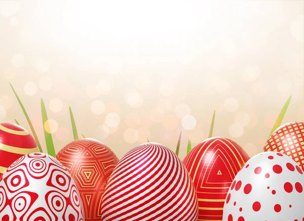 Ilustración Huevos Pascua Con Adorno Hierba Parte Inferior Imagen Aislado — Foto de Stock