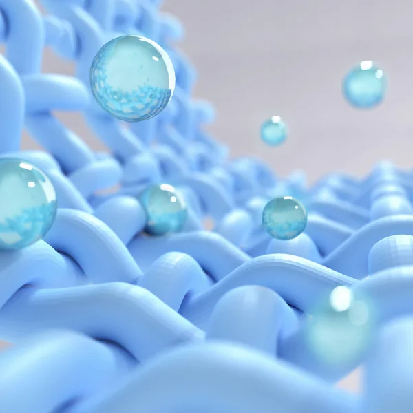 Mikroskopisk Närbild Titta Vävd Textil Illustration Bubblor Flyter Genom Tyget — Stockfoto