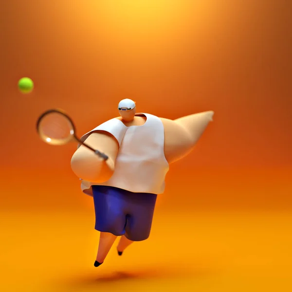 Illustration Tennis Player Character Dressed Shorts Shirt Cap Plays Tennis — Stock Photo, Image