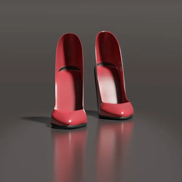 Illustration Paire Chaussures Talons Hauts Pour Femmes Couleur Rouge Vue — Photo