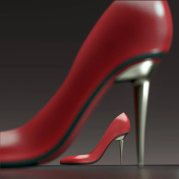 Ilustração Mulheres Sapatos Salto Alto Par Cor Vermelha Visão Frontal — Fotografia de Stock