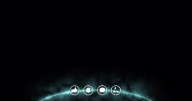 Like, subscribe, comment and share icons and words. Social media account, streaming or channel interface. Glow effect. 4K animation with alpha channel