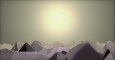 Arid mountains landscape. Low Poly style. Forward movement. 4k digital animation