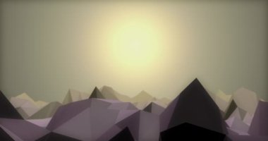 Arid dağları manzarası. Düşük Polonyalı tarzı. Yanal hareket. 4k dijital animasyon