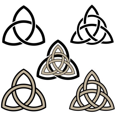 Kelt Üçlemesi düğümü. Beyaz arka planda izole edilmiş Kelt örgüleri. Viking, ortaçağ tarzı vektör çizimi. Grafik tasarımı için element