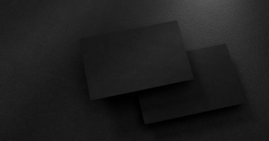 Siyah kartvizitler desenli arka planda. Modern tarz. Özelleştirilebilir model