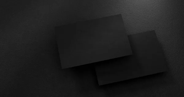 Stock image black business cards mockup over textured background. Modern style. Customizable mockup