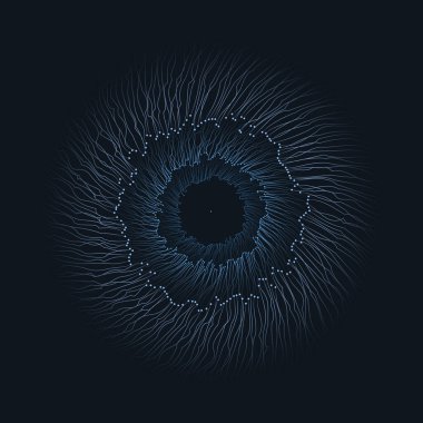 Soyut dairesel geometrik arkaplan. Optik liflerin girdabı. Dijital göz. Fütürist bir kavram. EPS vektör illüstrasyonu